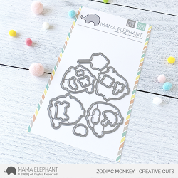 SET Mama Elephant ZODIAC MONKEY timbri + fustelle