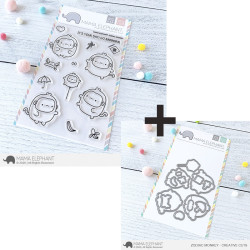 SET Mama Elephant ZODIAC MONKEY timbri + fustelle