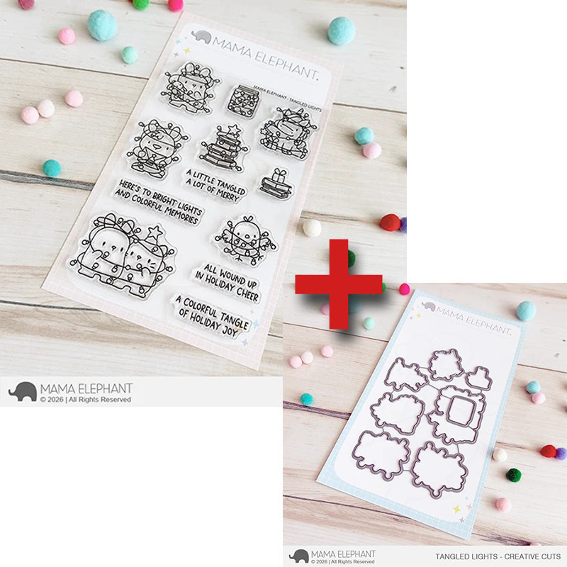 Mama Elephant TANGLED LIGHTS SET Clear Stamp + CUTS