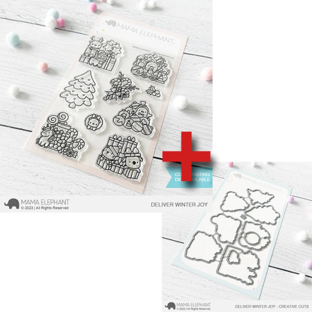 Mama Elephant DELIVER WINTER JOY SET Clear Stamp + CUTS