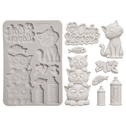 Stamperia Furry Friends 2 A5 Silicon Mould Cats by Antonis Tzanidakis