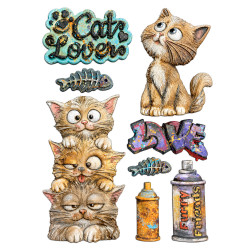 Stamperia Furry Friends 2 A5 Silicon Mould Cats by Antonis Tzanidakis