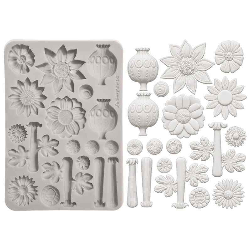 Stamperia Furry Friends 2 A5 Silicon Mould Flowers by Antonis Tzanidakis