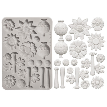 Stamperia Furry Friends 2 A5 Silicon Mould Flowers by Antonis Tzanidakis