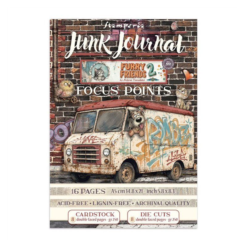 Stamperia Furry Friends 2 Junk Journal A5 Focus Points by Antonis Tzanidakis