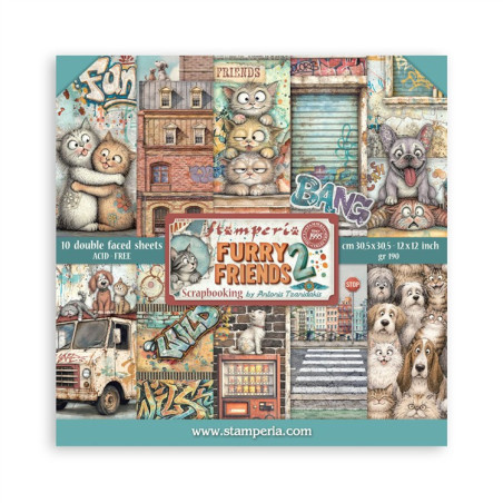 Stamperia Furry Friends 2 Paper Pack 30x30 cm by Antonis Tzanidakis