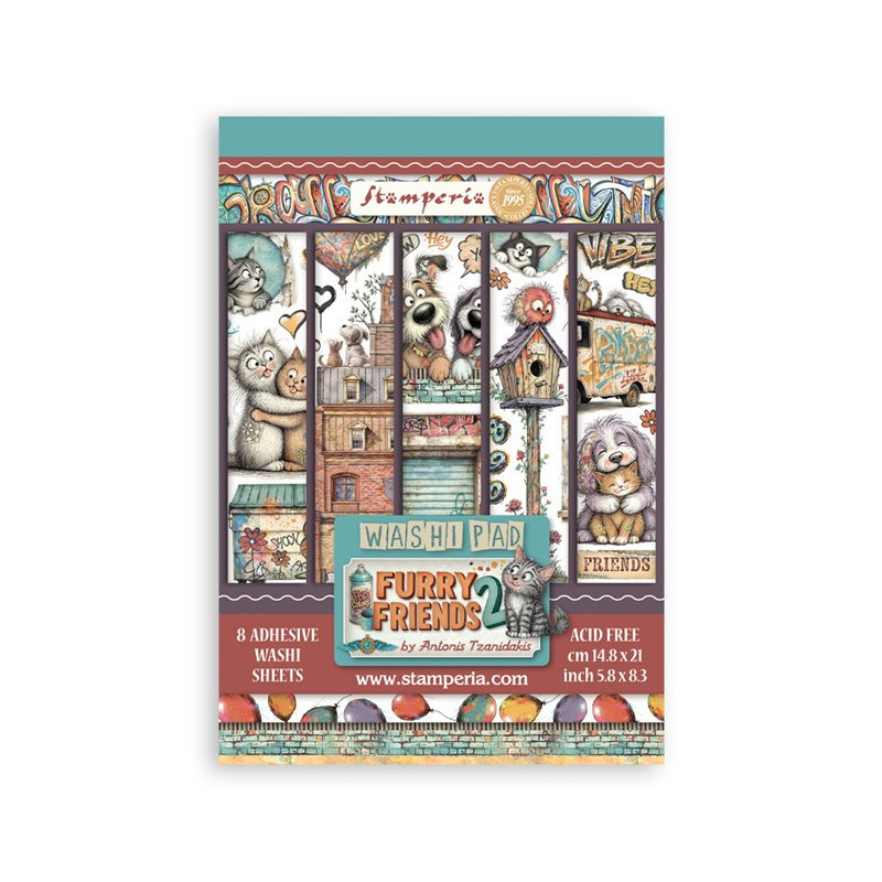 Stamperia Furry Friends 2 A5 Washi Pad 8pz