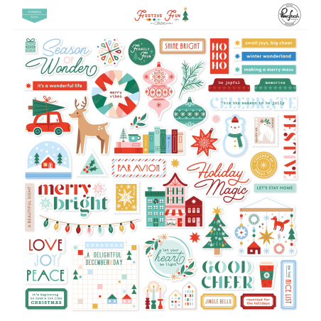Pinkfresh Studio Festive Fun Ephemera by Geralyn Sy 52pz