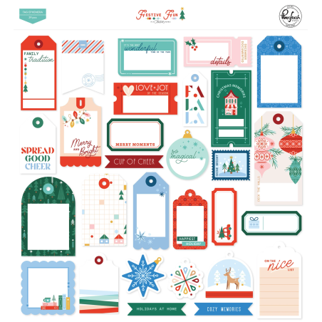 Pinkfresh Studio Festive Fun Tag Ephemera by Geralyn Sy 29pz