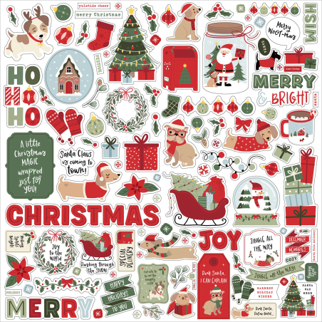 Echo Park Here Comes Santa Paws Element Sticker 30x30cm