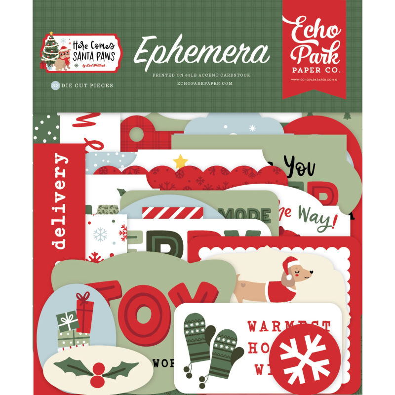 Echo Park Here Comes Santa Paws Ephemera 33pz
