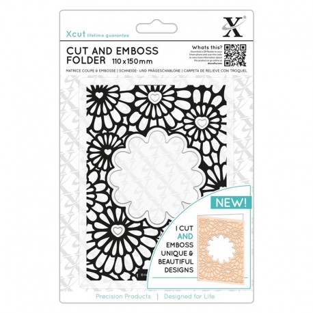 Xcut Cut & Emboss Folder - Hearts & Flowers 11x15cm