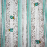 Tessuto Frou Frou Strisce e rose turchese