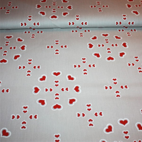 Tessuto Ecru con Cuori