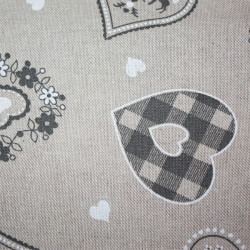 Tessuto Ecru con Cuori stile tirolese