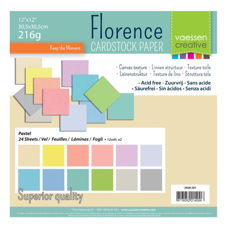 Kit 24 fogli Cartoncino Effetto Tela COLORI PASTELLO 30x30cm