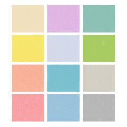 Kit 24 fogli Cartoncino Effetto Tela COLORI PASTELLO 30x30cm