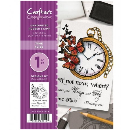 Crafter's Companion A6 Rubber Stamp - Time Flies
