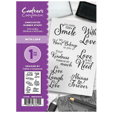 Crafter's Companion A6 Rubber Stamp - With Love
