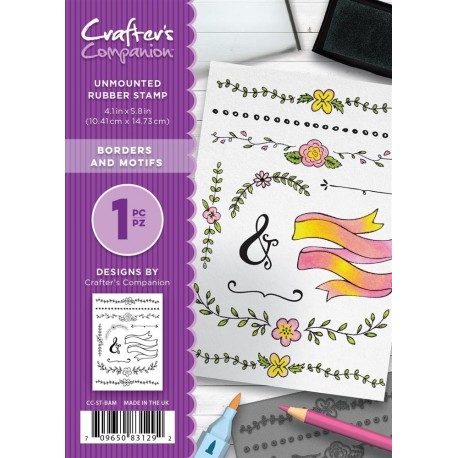 Crafter's Companion A6 Rubber Stamp - Borders and Motifs