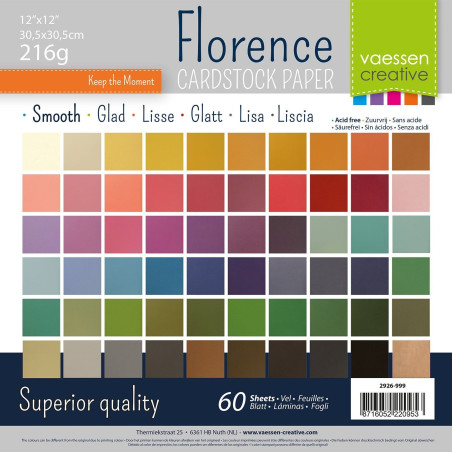 Florence Cardstock Smooth 30x30cm Multipack 60 fogli Lisci