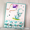Timbro Whimsy Stamps Teddy Flying a Kite