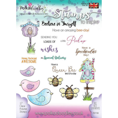 Polkadoodles Bee Nice Sentiments Clear Stamps