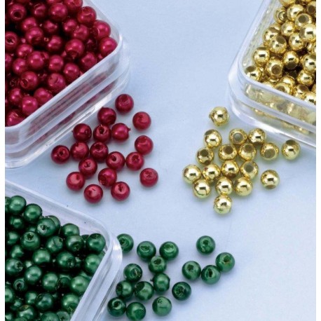 Tris Perline Red Dark Green Gold 3mm