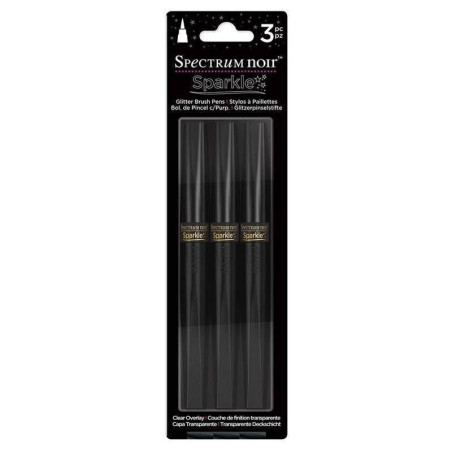 Spectrum Noir Sparkle Glitter Brush Pens Clear Overlay 3pz