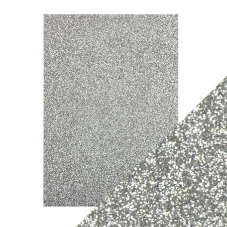 5 fogli A4 Carta Glitterata Tonic Glitter Card Silver Screen 250gsm