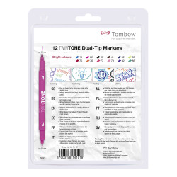 Tombow TwinTone Markers BRIGHTS 12 Dual Tip