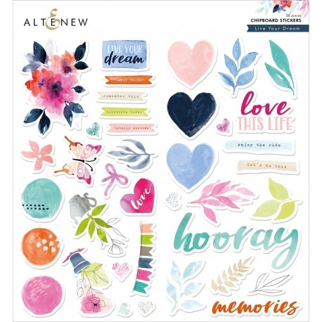 Altenew Live Your Dream Chipboard Stickers 38pz