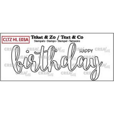 Crealies Clearstamp Text & Co Happy Birthday Outline