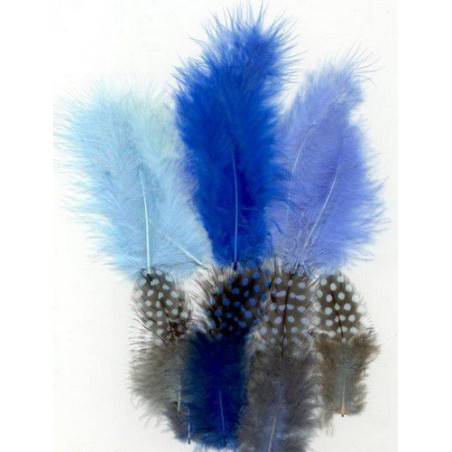 Piume Marabou&Guinea Mix Blue 18pz