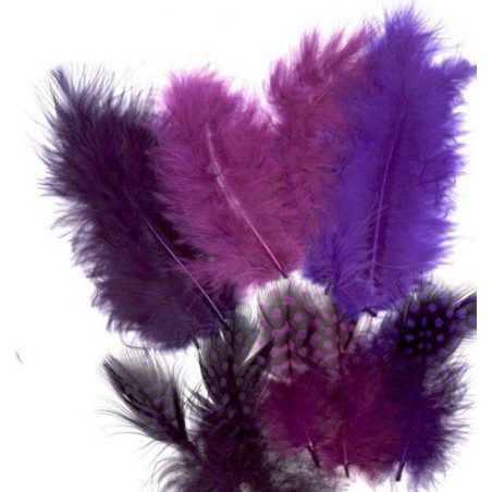 Piume Marabou&Guinea Mix Purple 18pz