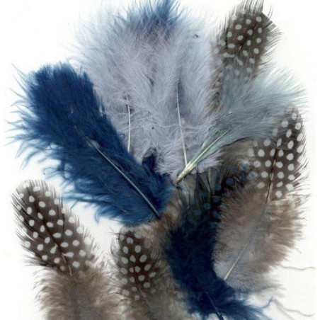 Piume Marabou&Guinea Mix Ocean 18pz