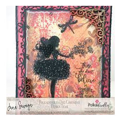 Polkadoodles Graceful Flower Girl 2 Silhouettes Clear Stamp