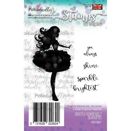 Polkadoodles Graceful Flower Girl 2 Silhouettes Clear Stamp