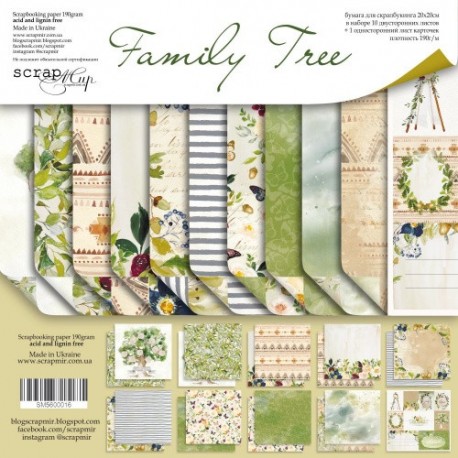 ScrapMir Family Tree Paper Pad 20x20cm