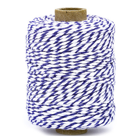 Vivant Cord Cotton Twist Royal Blue and white 50 MT 2MM