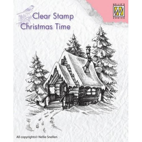 Nellie's Choice Clearstamp Christmas Time Snowy House 2
