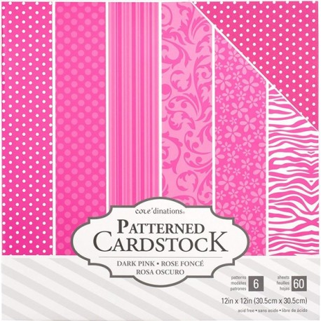 Core'dinations Patterned Cardstock Dark Pink 30x30cm