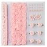 Set Abbellimenti Rosa PomPom, Fiori, Mezze Perle