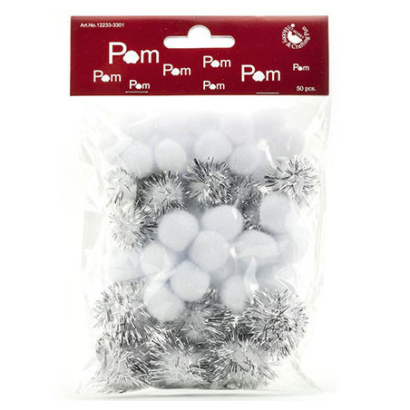 Mix PomPom Set White 50pz