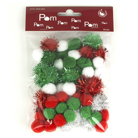 Mix PomPom Set Christmas 50pz