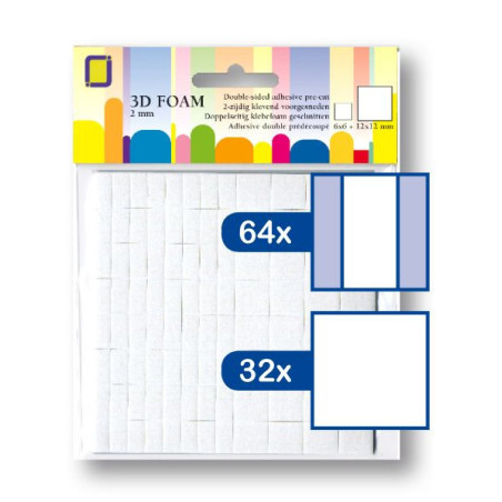 Glue Foam Rectangles 12x12mm - 12x6mm - 2mm