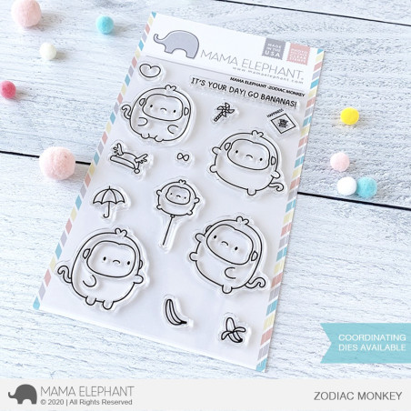 Mama Elephant ZODIAC MONKEY Clear Stamp