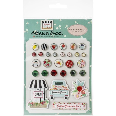 Carta Bella Summer Market Adhesive Brads 25pz+4 Chipboard