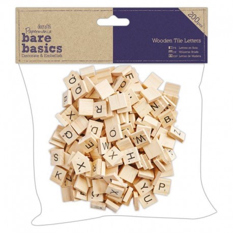 Papermania Bare Basics Wooden Tile Letters 200pcs