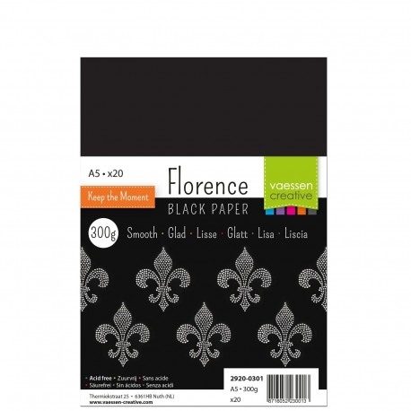 Florence Black Paper A5 300gsm 20fg